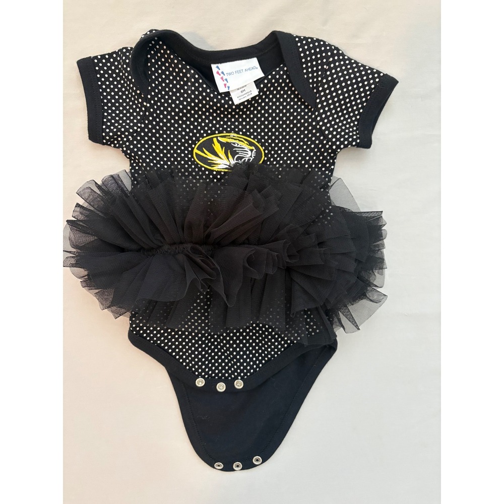 Two Feet Ahead Missouri Tigers Mizzou Polka Dot Tutu Bodysuit Black Girls 6M